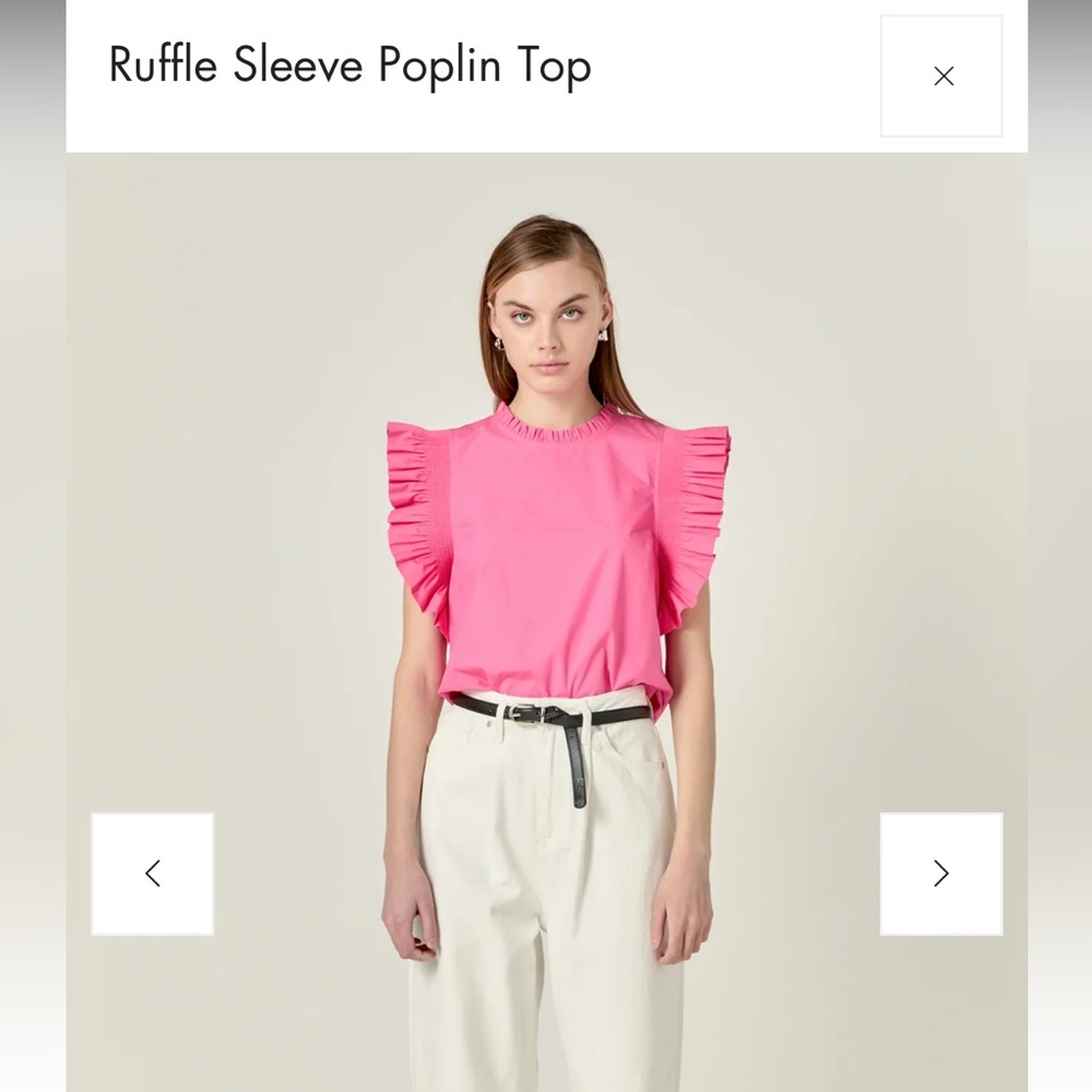 English Factory Ruffle Sleeve Poplin Top